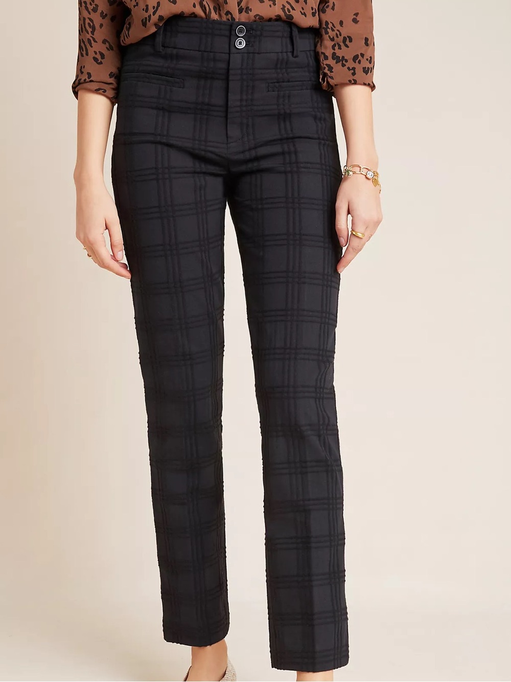Anthropologie The Essential Slim Jacquard Trousers